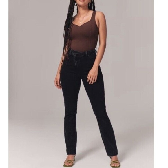 Abercrombie & Fitch The 90's Straight Ultra High Rise Jeans Crossover Waist 25 - Picture 1 of 9